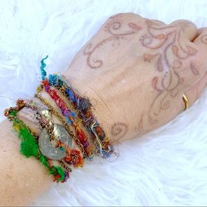 Recycled Sari Yarn 🧶 Wrap Around Bracelet